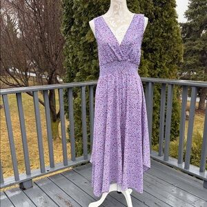 Angie Asymmetrical hem Perwinkle Blue Floral Dress sz L